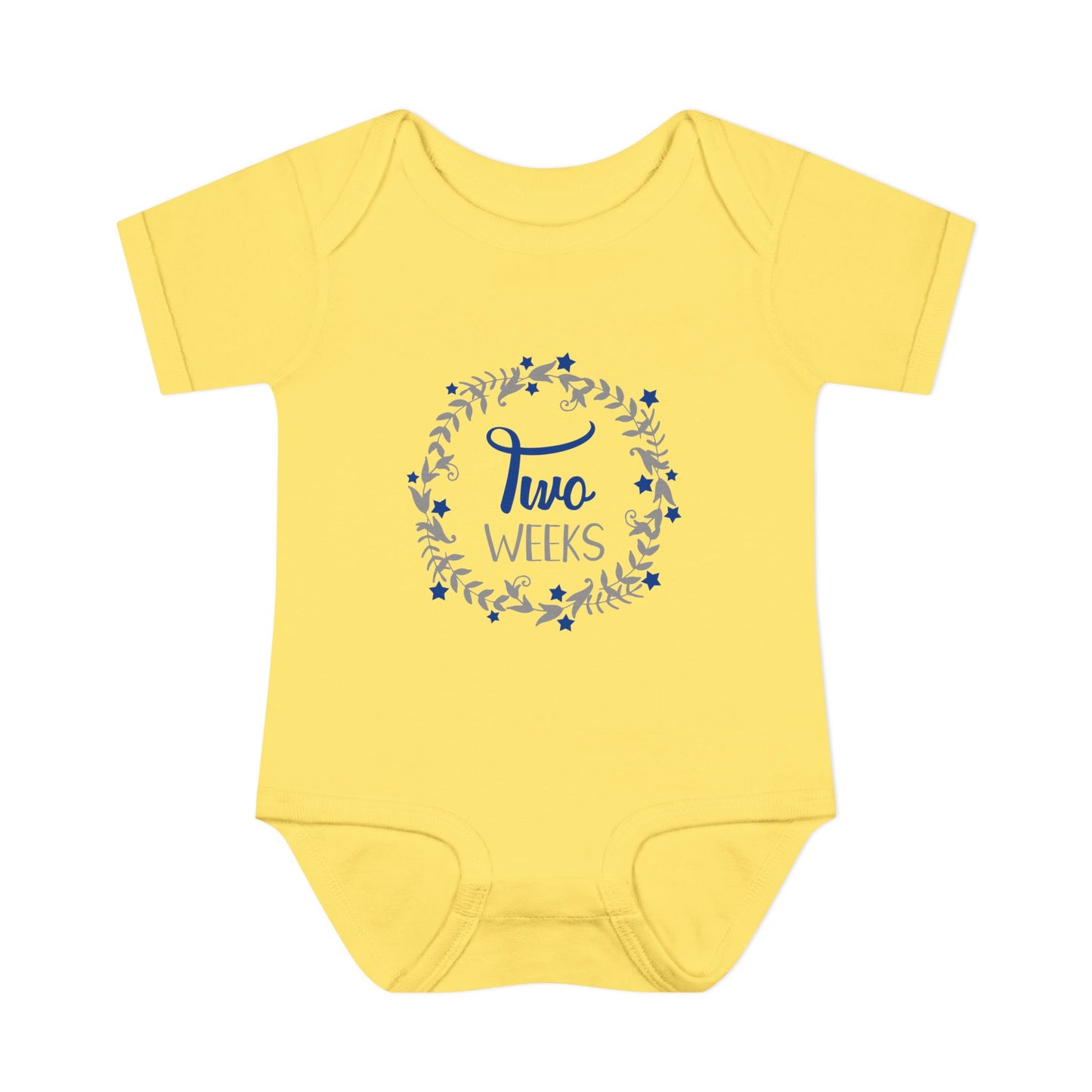 Blue Milestone Wreath Onesie-Two Weeks