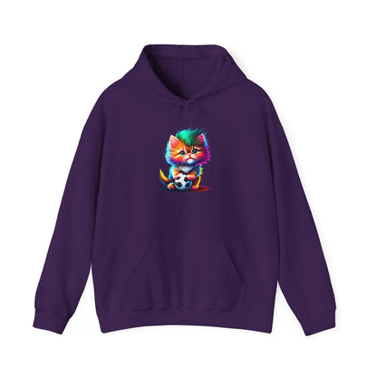 Cute Colorful Kitten w/Soccer Ball Heavy Blend™ Hooded Sweatshirt