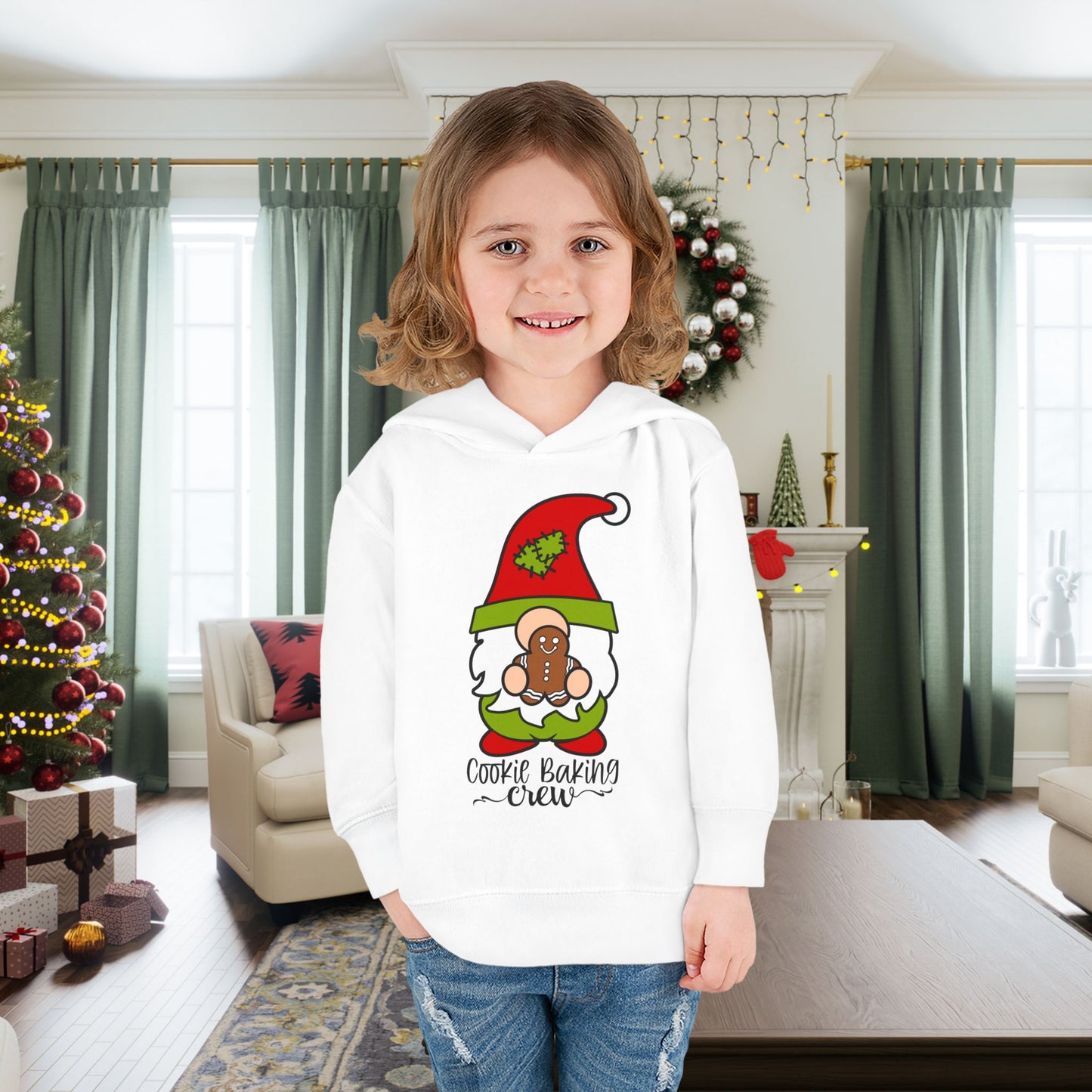 Cookie Baking Crew Gnome Toddler Pullover Fleece Hoodie