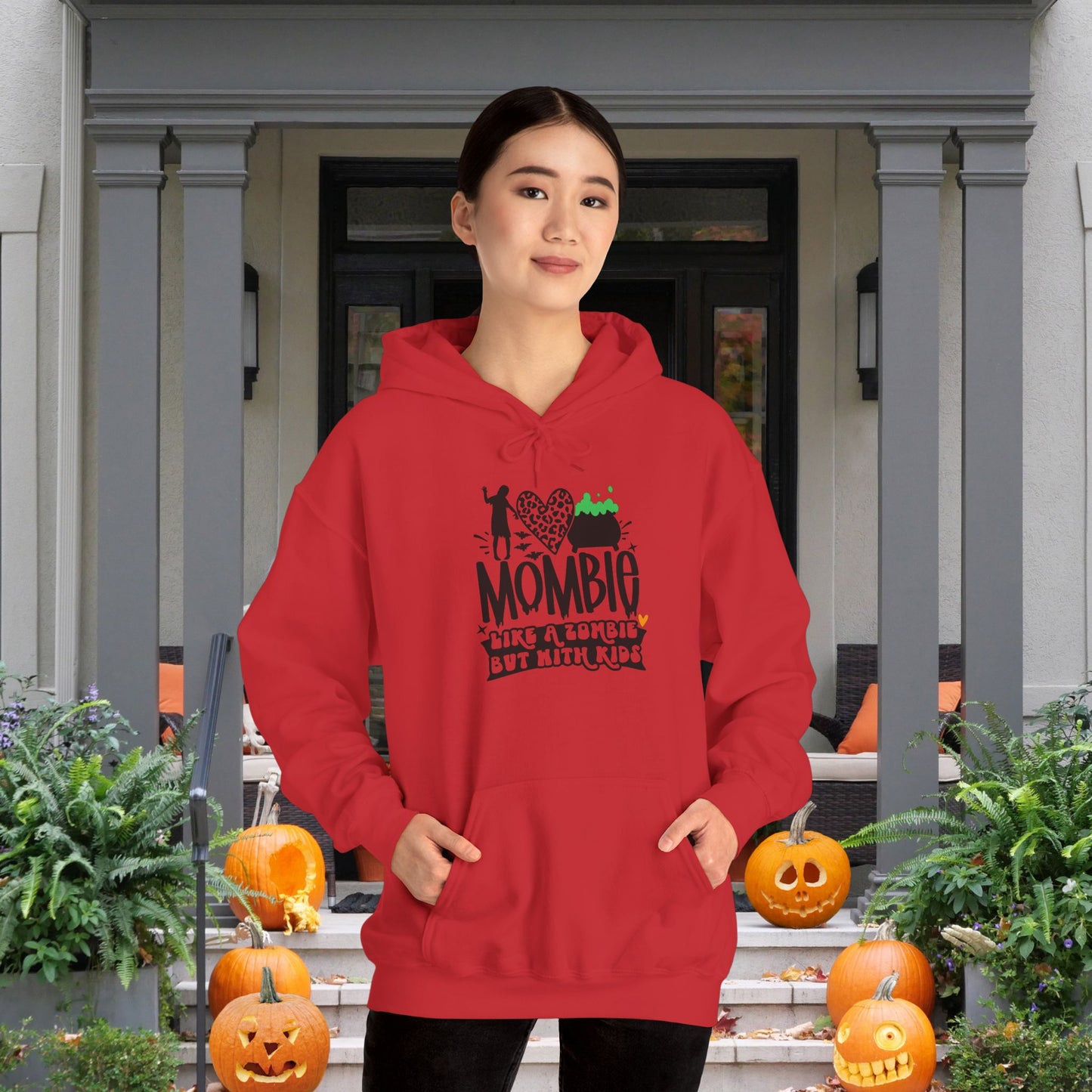 Mombie Like A Zombie But With Kids Heavy Blend™ Hooded Sweatshirt