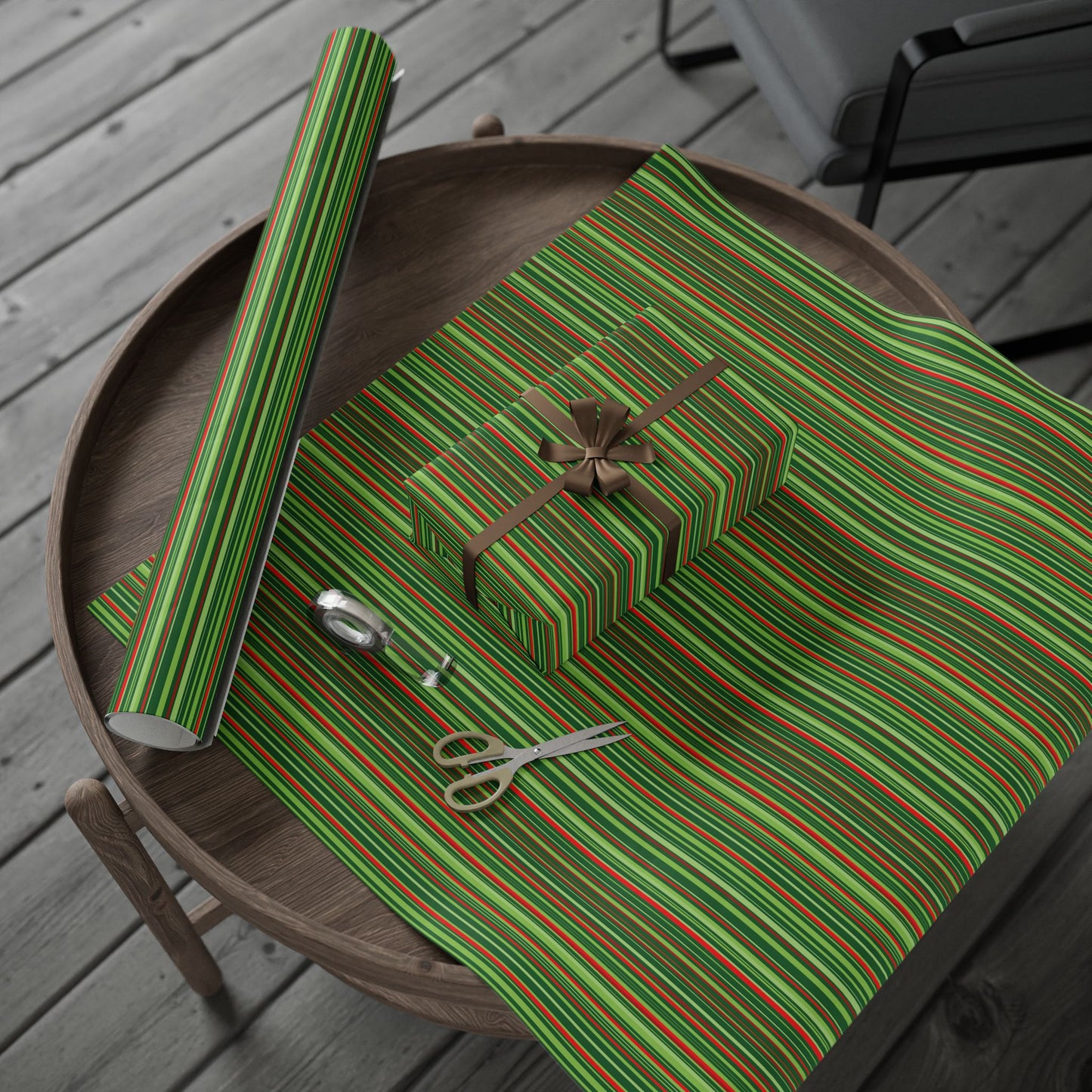 Christmas Cheer Stripes Wrapping Paper