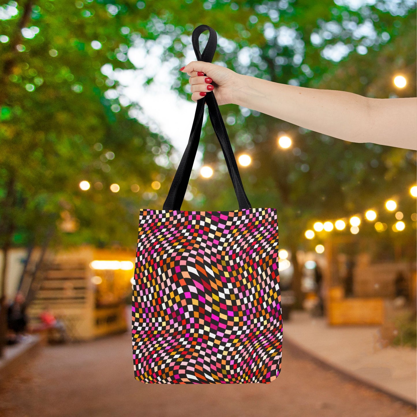 Warped Red Checkered Canvas Tote Bag