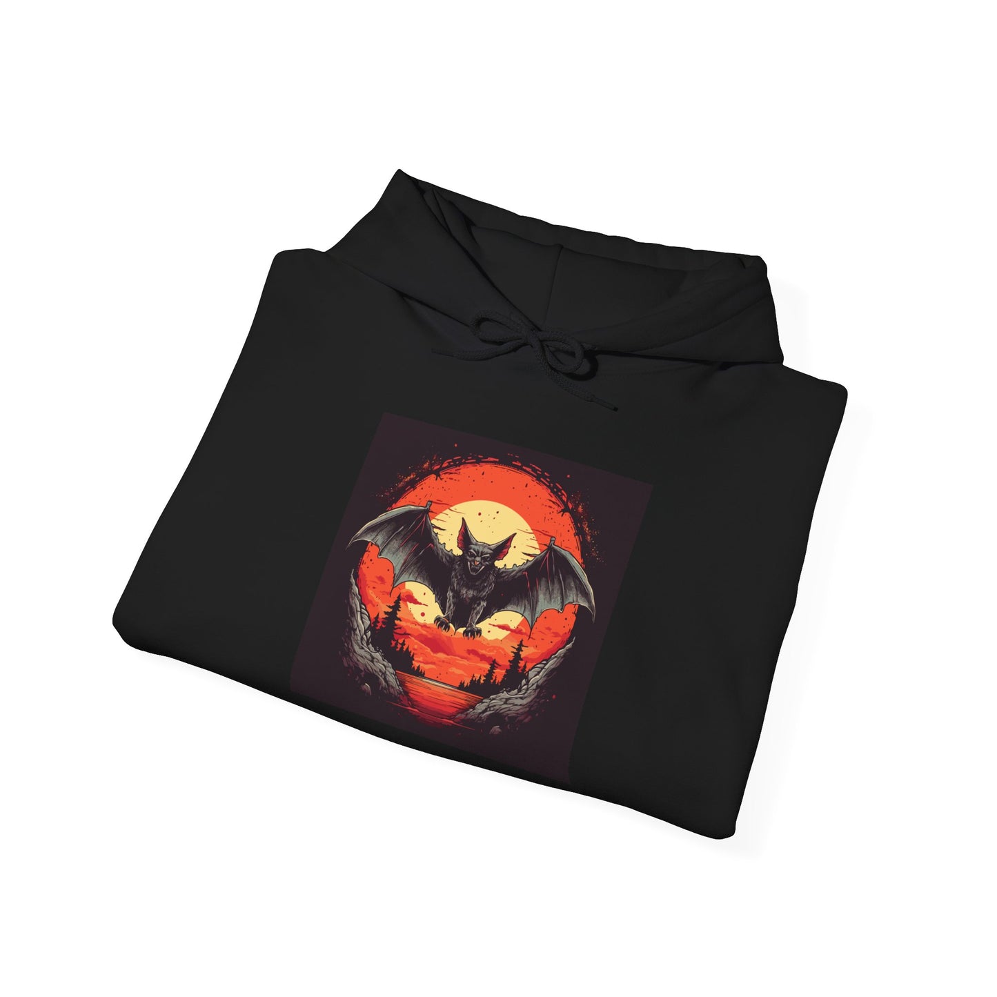 Creepy Bats Over Moon 15 Heavy Blend™ Hooded Sweatshirt