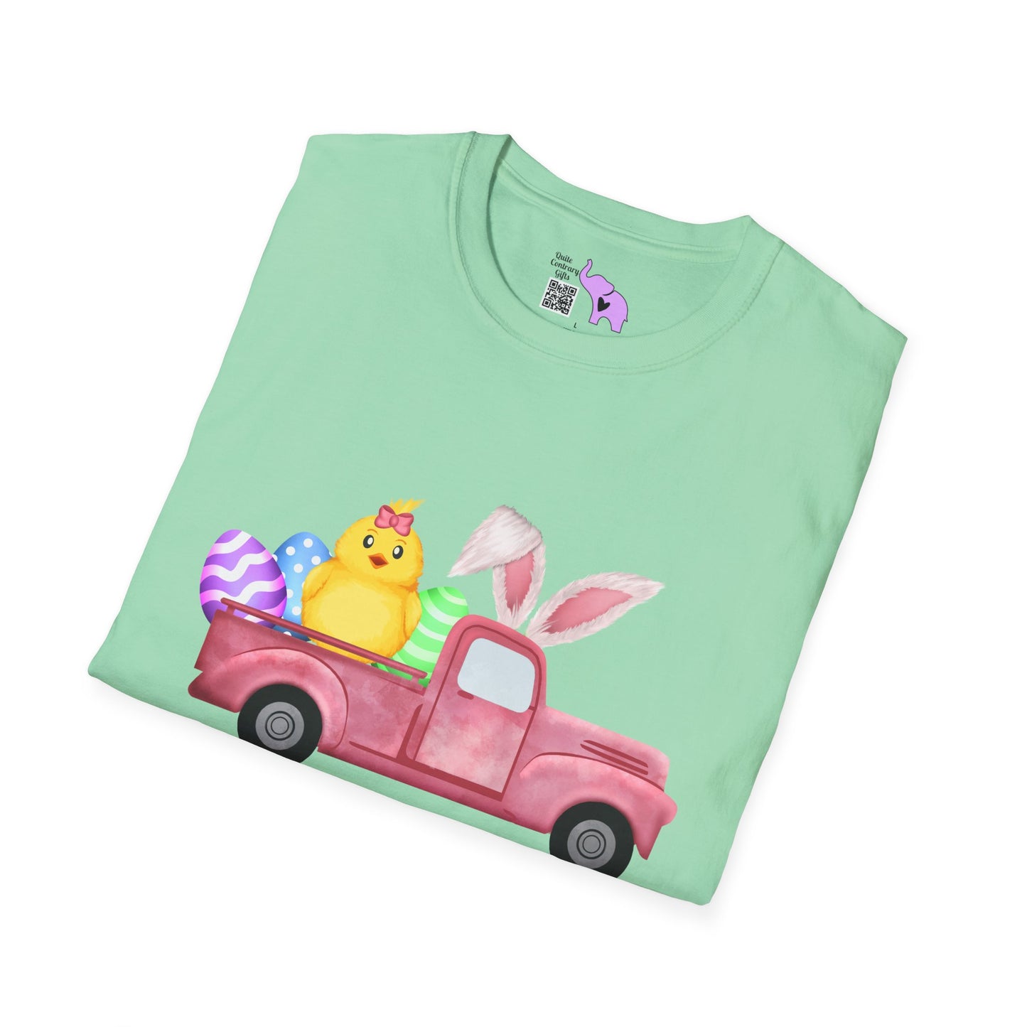 Easter Chick & Eggs In Vintage Truck Adult T-shirt