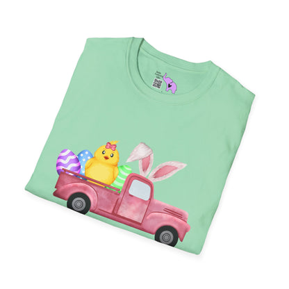 Easter Chick & Eggs In Vintage Truck Adult T-shirt