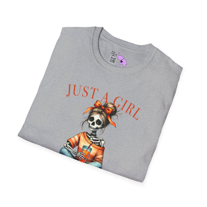 Just A Girl Who Loves Pumpkin Spice Skeleton Adult T-shirt