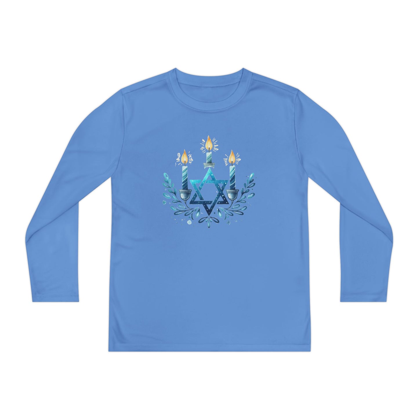 Star & Flame Hanukkah Youth Long Sleeve Tee