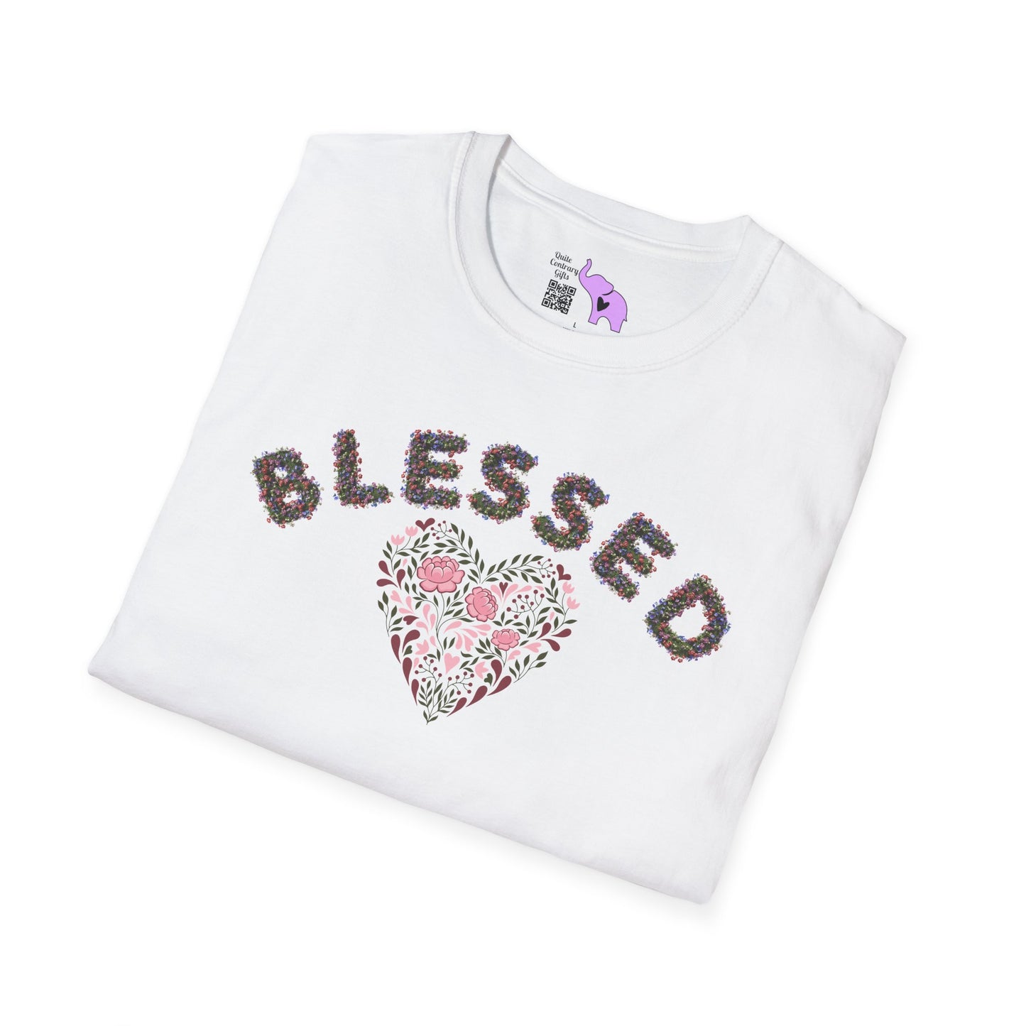 Blessed w/Heart (Floral) Adult T-shirt