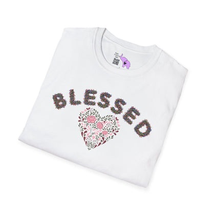 Blessed w/Heart (Floral) Adult T-shirt