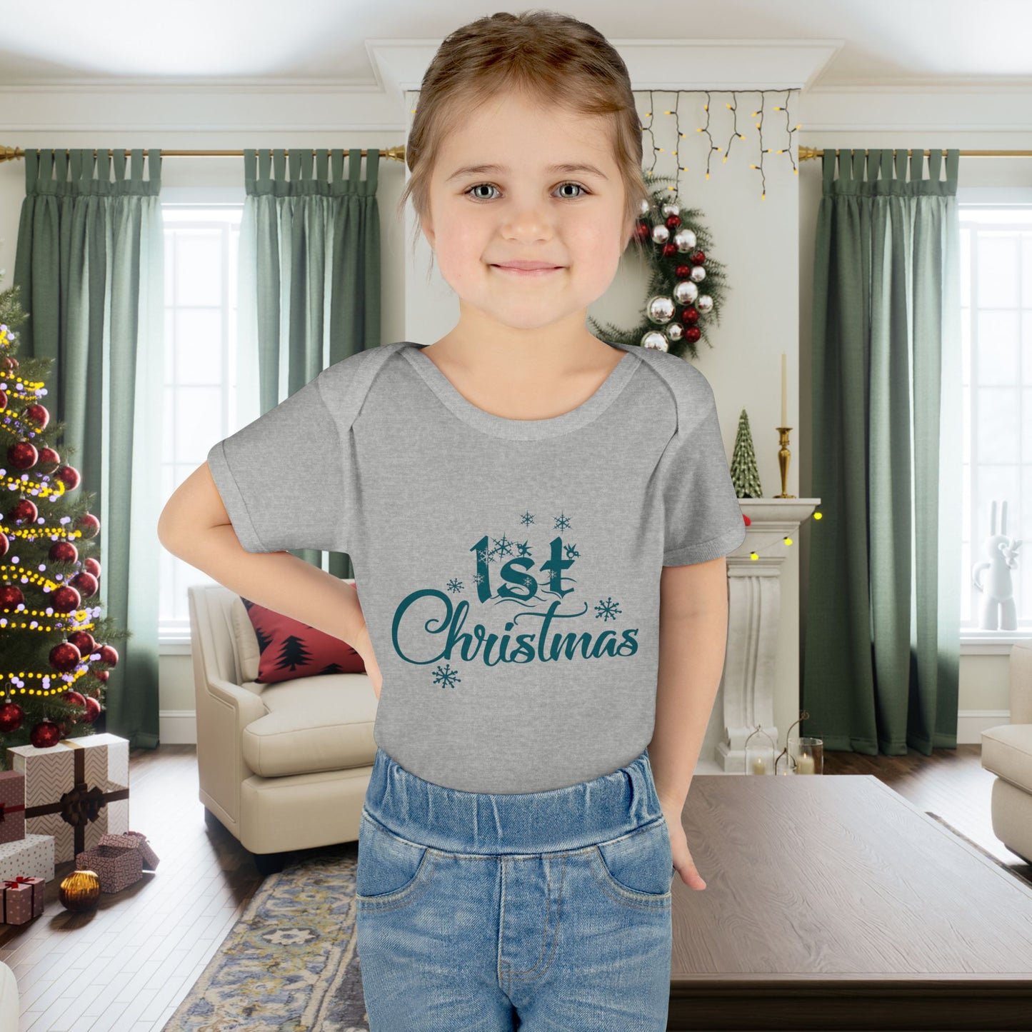 1st Christmas Infant Baby Rib Bodysuit