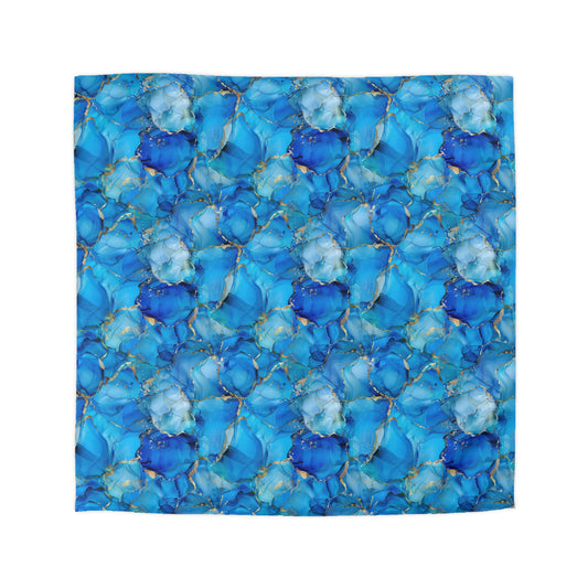 Turquoise Marble Print Microfiber Duvet Cover