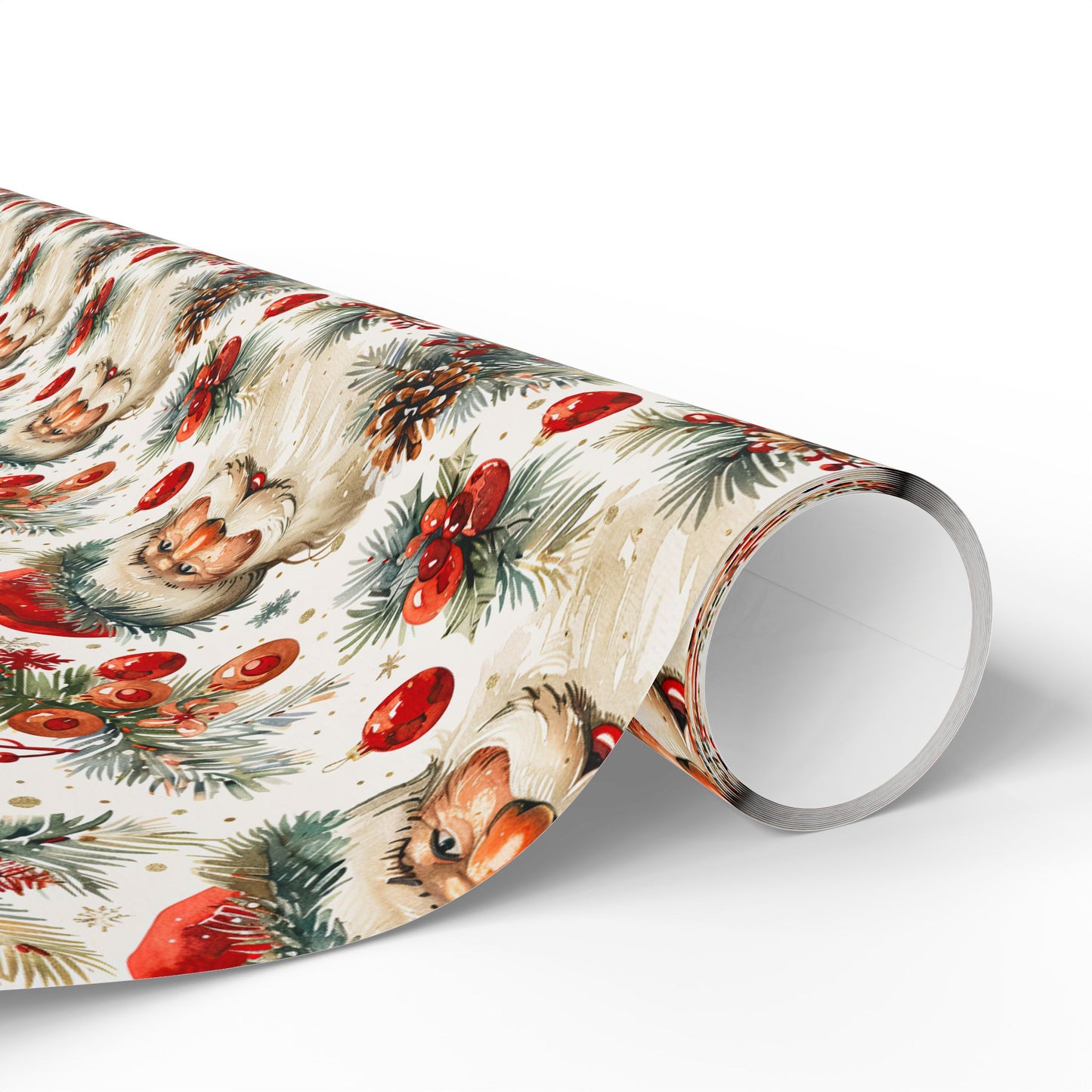 Festive Santa & Holly Blooms Wrapping Paper
