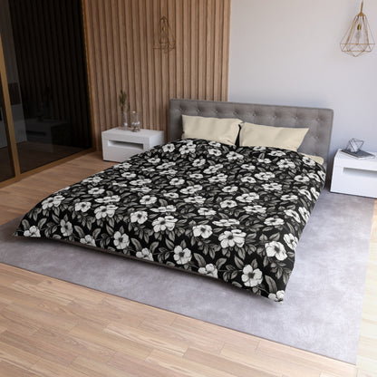 Black & White Daisies Microfiber Duvet Cover