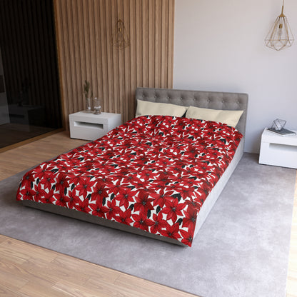 Inked Poinsettias Microfiber Duvet Cover