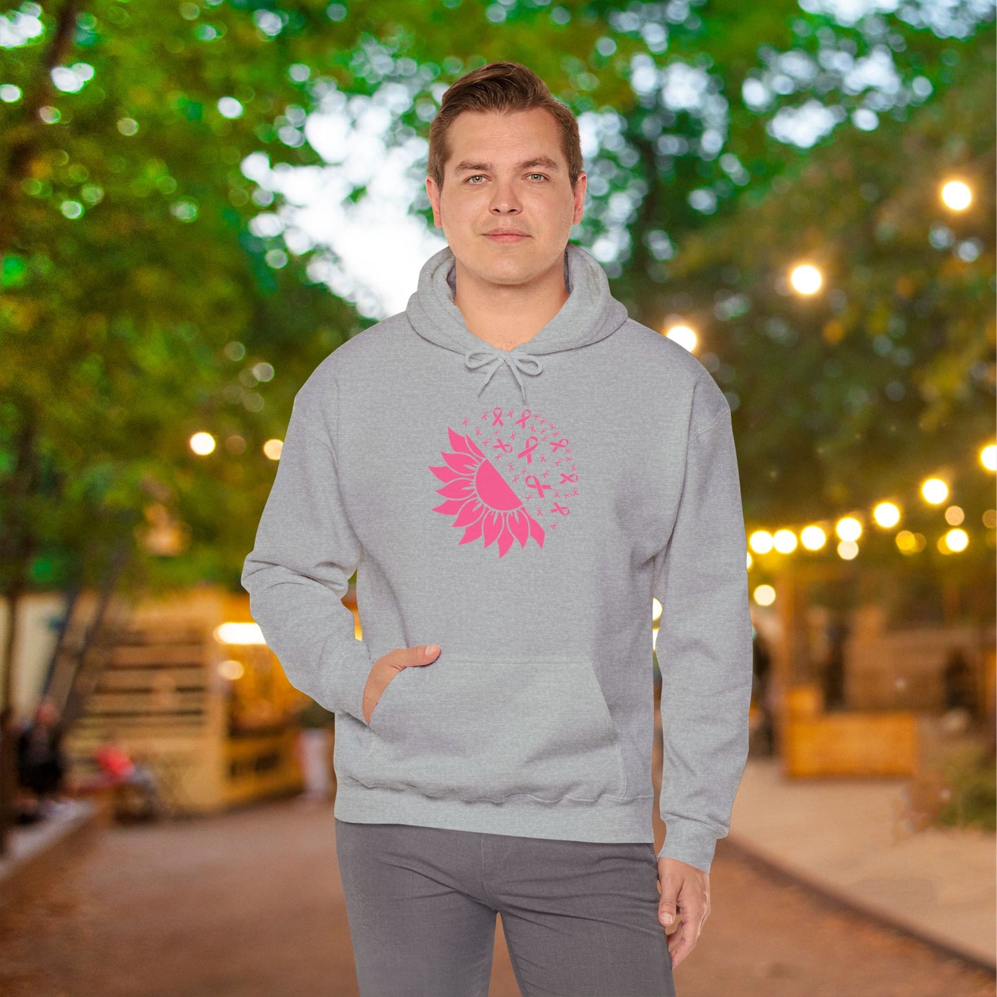 Sunflower & Butterflies Breast Cancer Awareness Adult Heavy Blend™ Hoodie