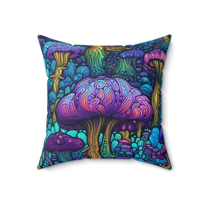 Trippy Purple Mushrooms Throw Pillow