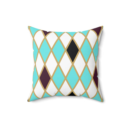 Teal/White Harlequin Throw Pillow