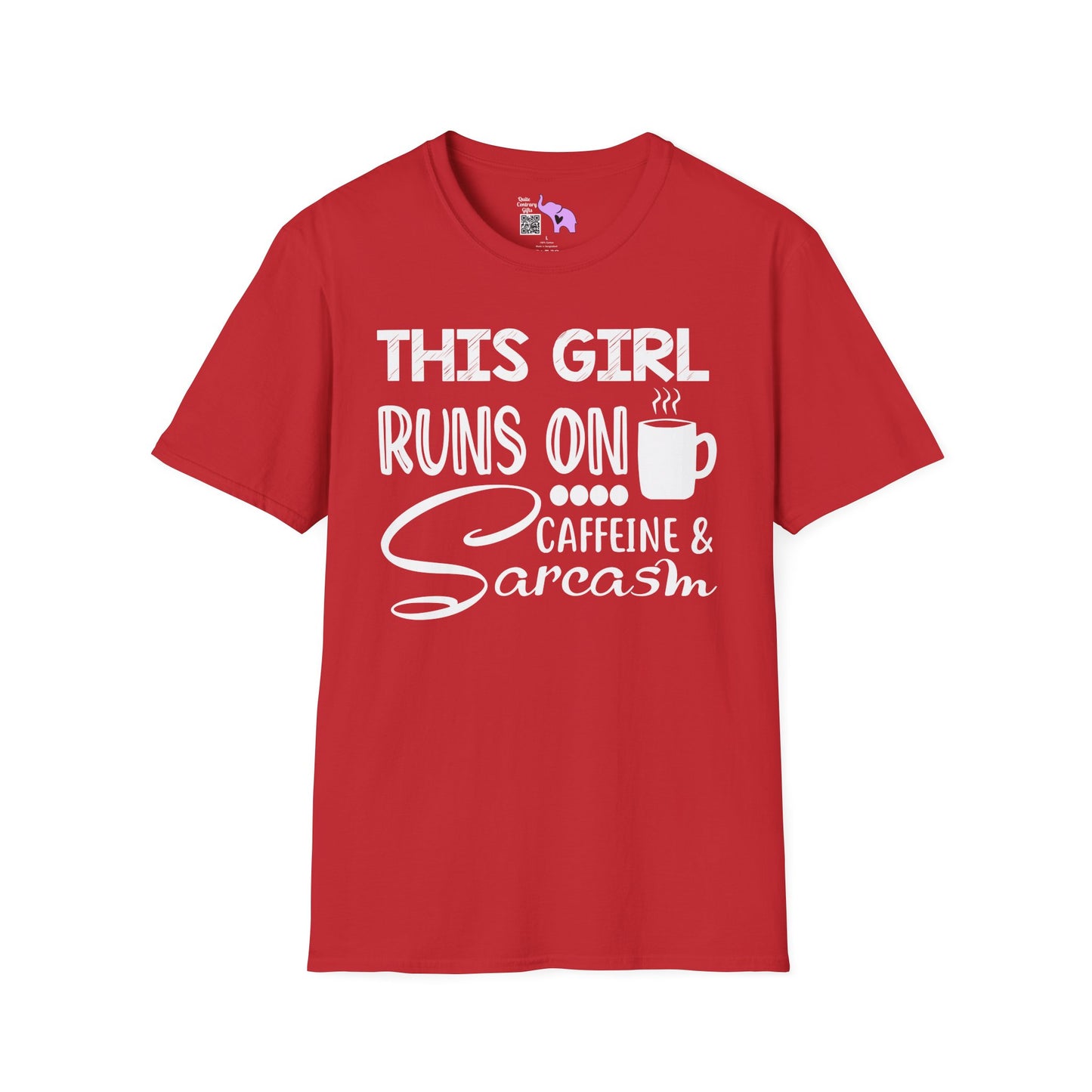 This Girl Runs On Coffee And Sarcasm Adult T-shirt