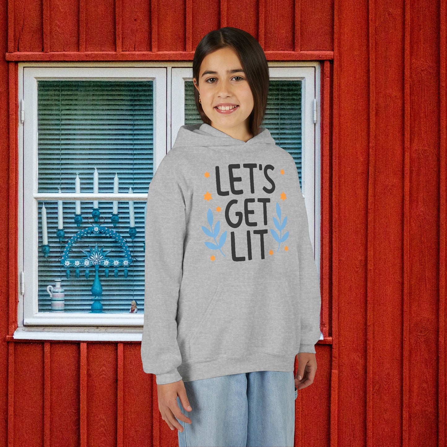 Hanukkah Let's Get Lit Youth Hoodie