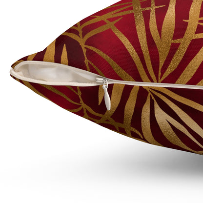 Crimson Palm Veil Duvet Bedding Set