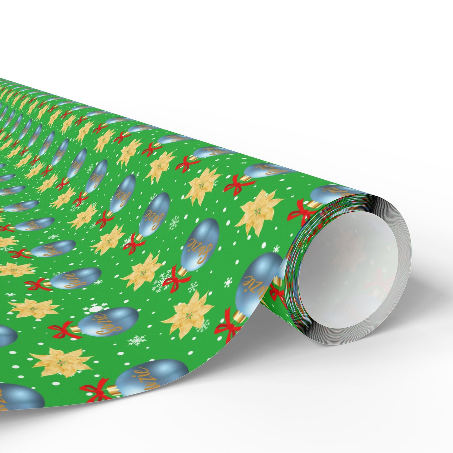 Blue Ornament Green Paper Custom Wrapping Paper (Suzie)