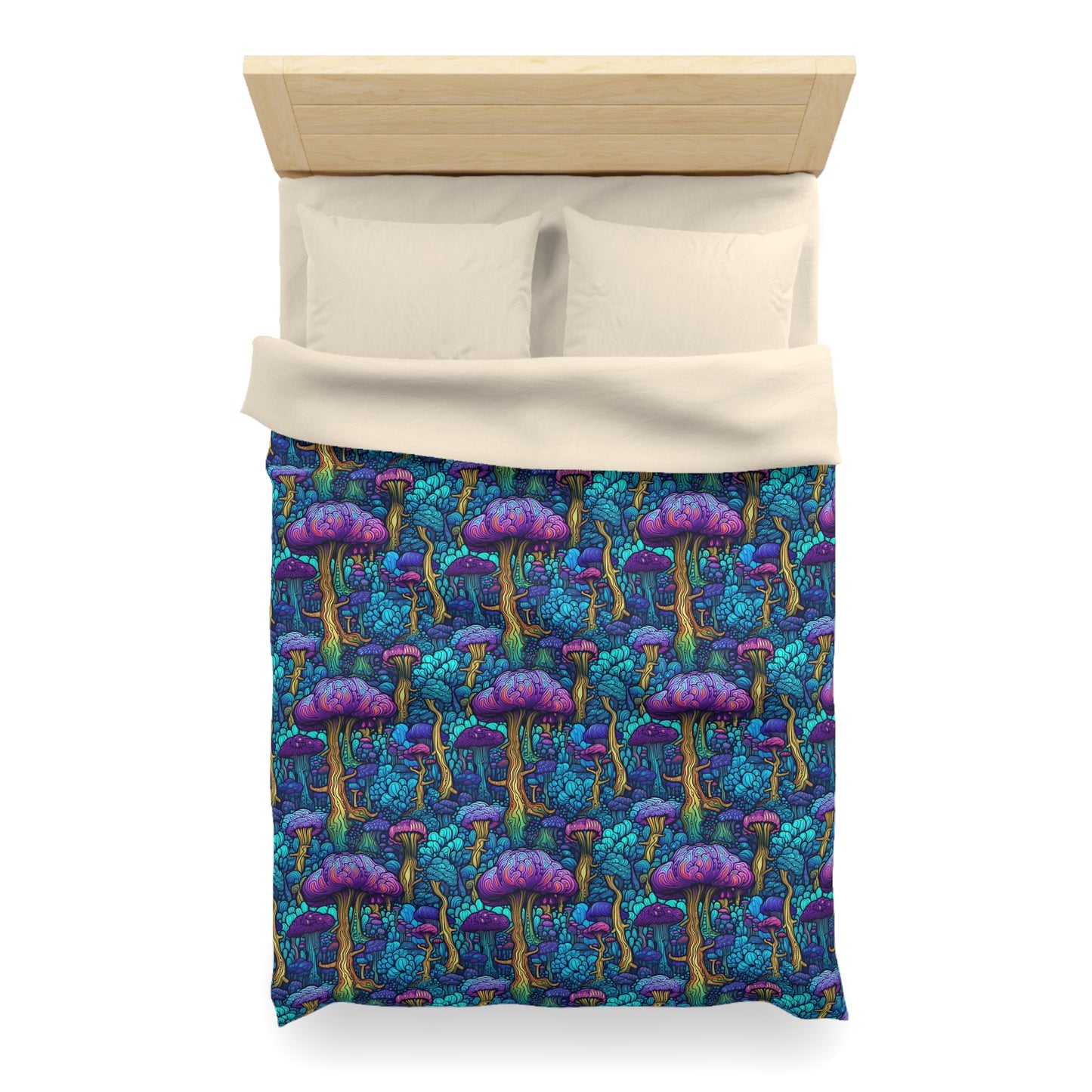 Trippy Purple Mushrooms Microfiber Duvet Cover