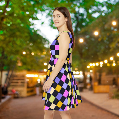 Joyful Checkerboard Women's Skater Dress