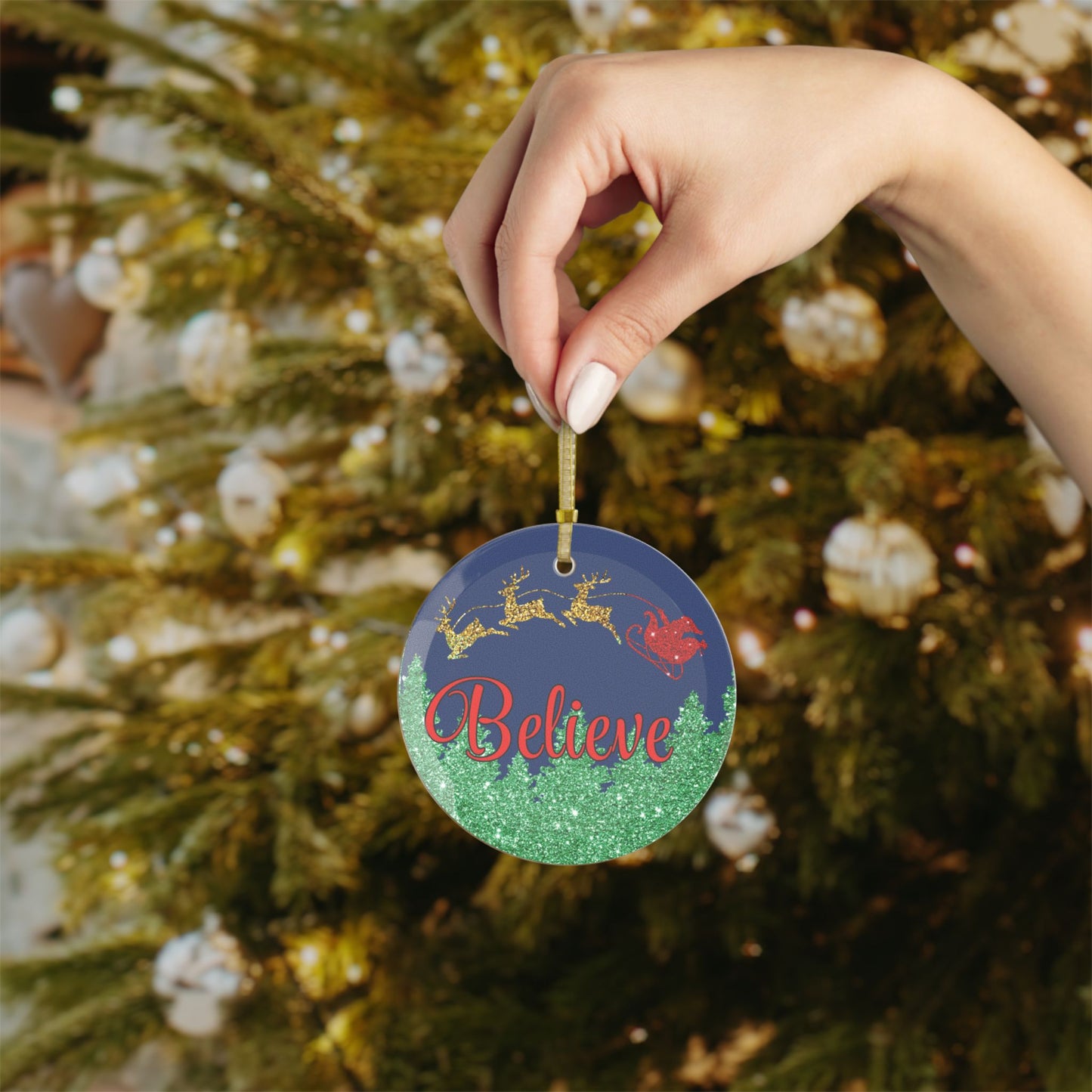 Believe Glass Ornament