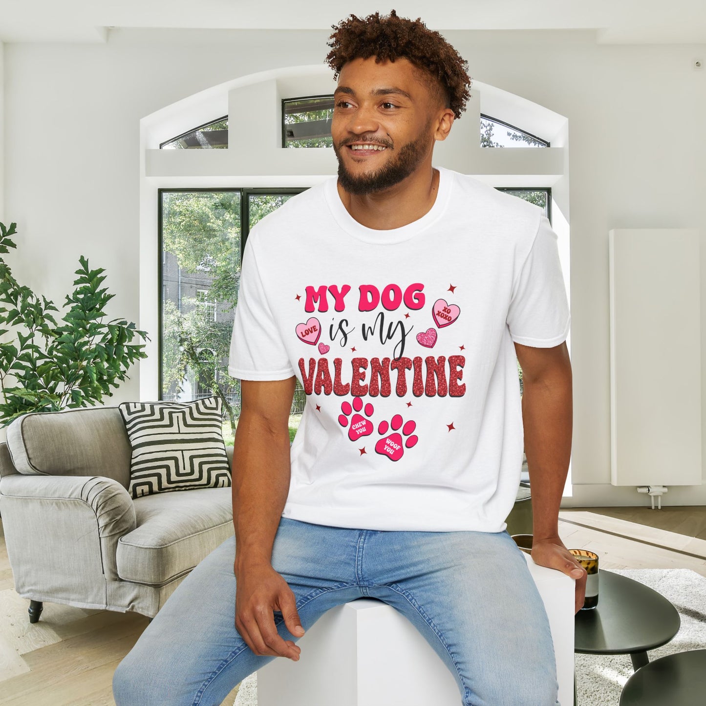 My Dog Is My Valentine Adult Unisex Tshirt