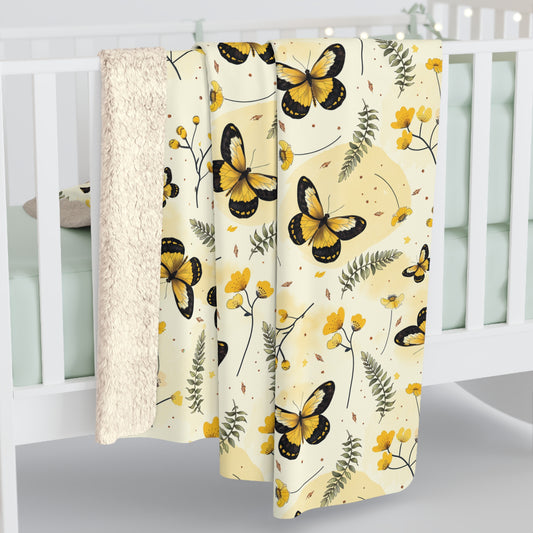 Butterflies &  Sunflowers Sherpa Fleece Blanket