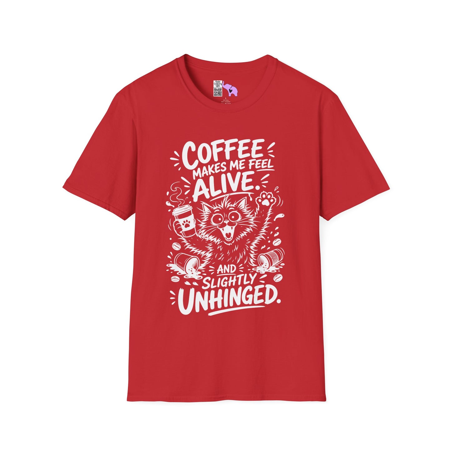 ""Coffee Makes Me Feel Alive and Slightly Unhinged (Cat) Adult T-shirt