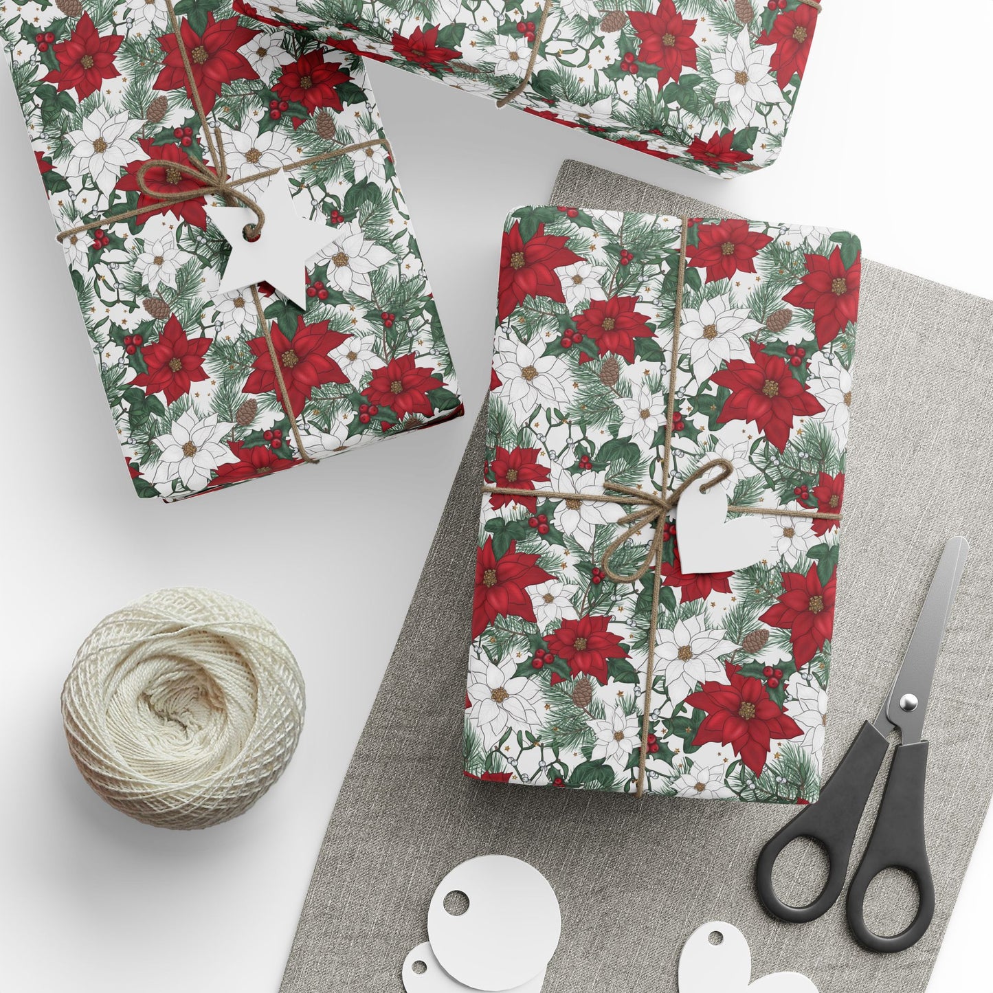 Winter Poinsettia Garden Wrapping Paper