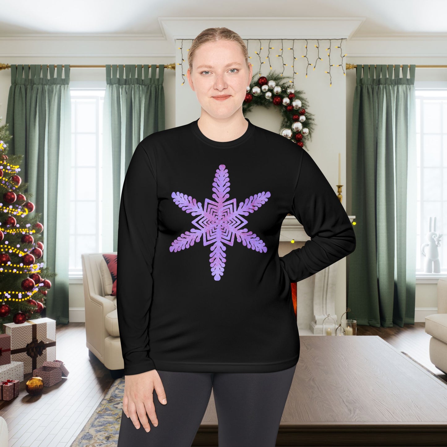 Large Snowflake 2 Adult Long Sleeve Tee