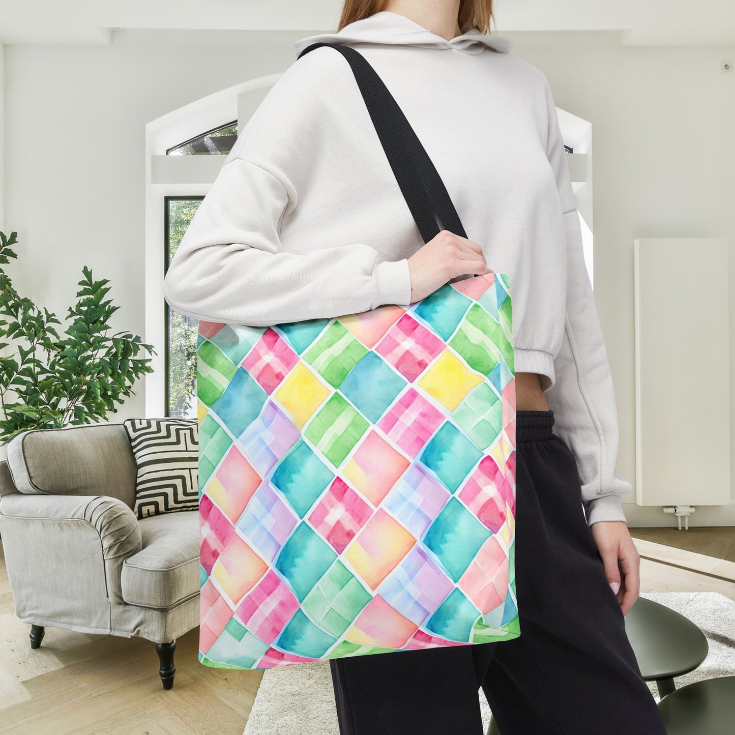 Watercolor Weave Canvas Tote Bag