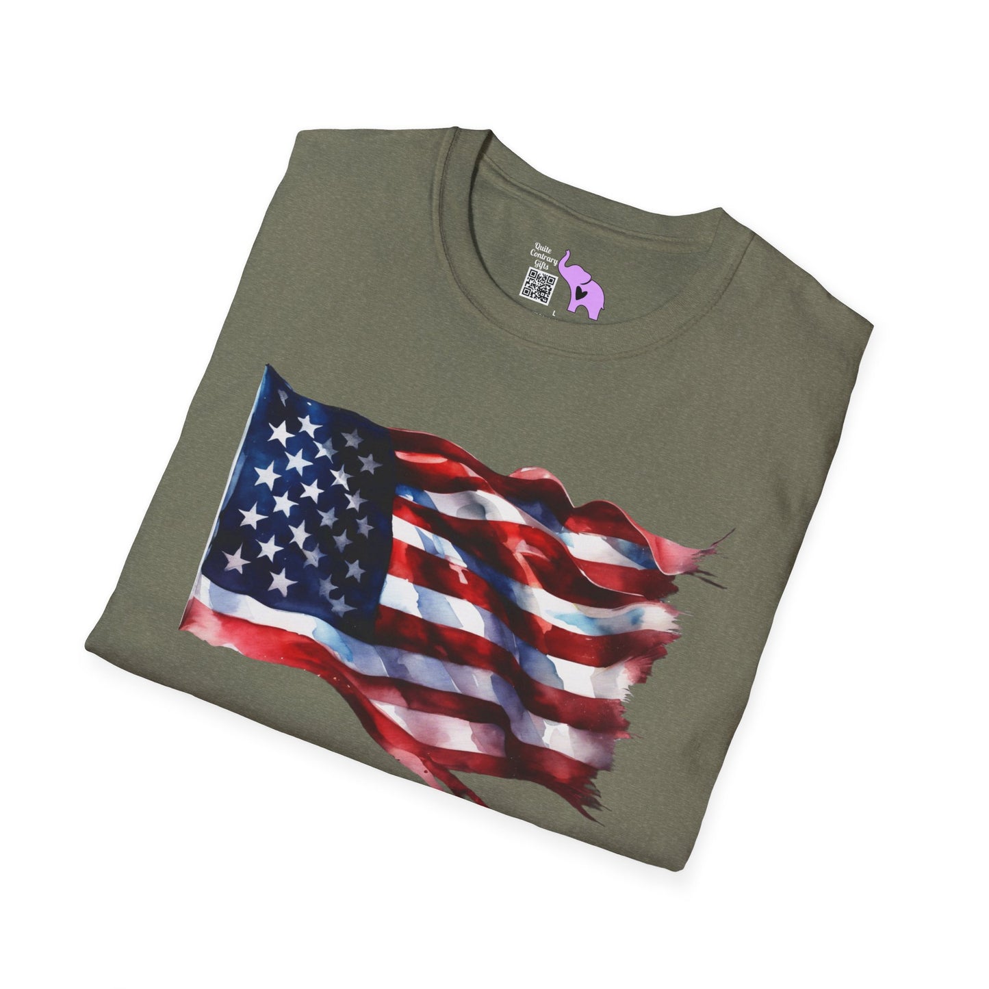 Waving American Flag Adult T-Shirt