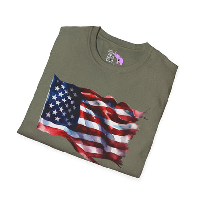 Waving American Flag Adult T-Shirt