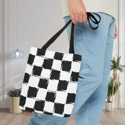 Distorted Check Canvas Tote Bag