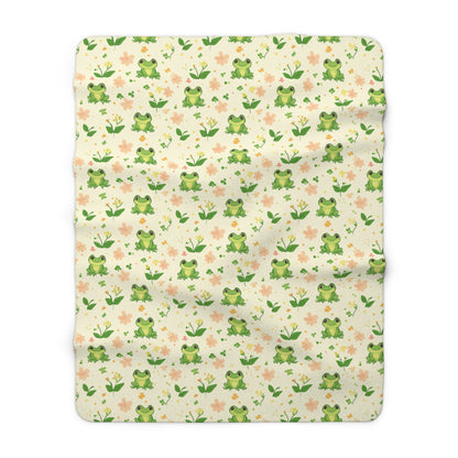 Froggy Meadow Sherpa Fleece Blanket