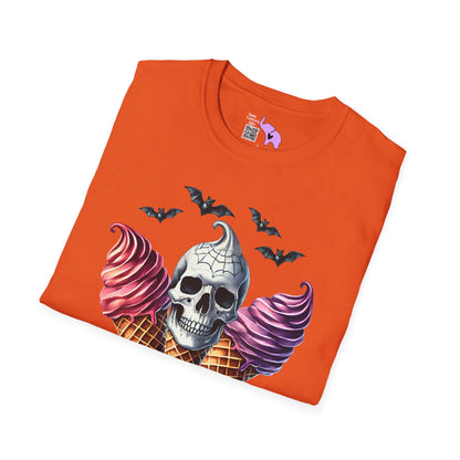 Cute Ice Cream Cone Skull w/Bats Adult T-shirt