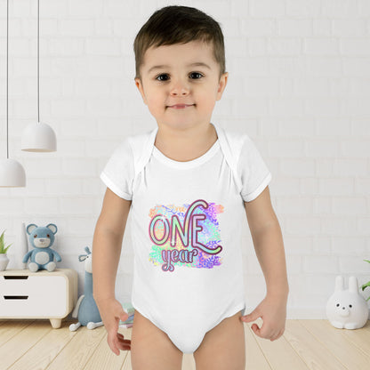 Pastel Wild One Milestone Baby Bodysuit-One Year