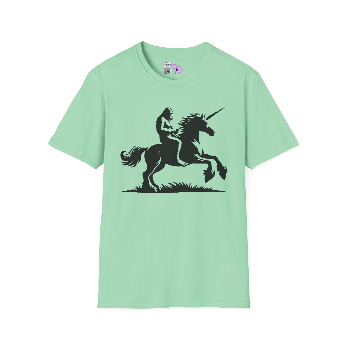 Bigfoot Rides A Unicorn Adult T-shirt