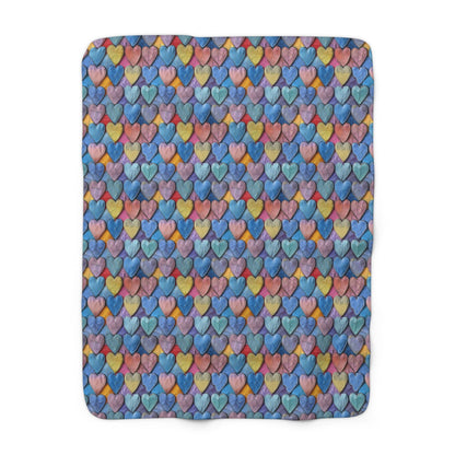 Color Pop Leather Hearts Fleece Blanket