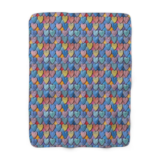 Color Pop Leather Hearts Fleece Blanket