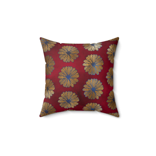 Majestic Crimson Daisies Throw Pillow
