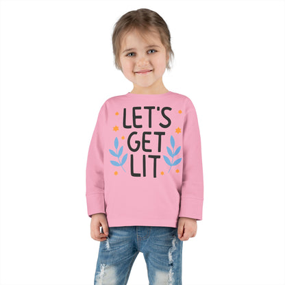 Hanukkah Let's Get Lit Toddler Long Sleeve Tee