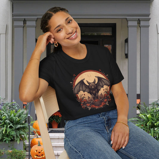 Creepy Bats Over Moon 10 Adult T-shirt