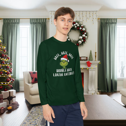 Hate, Hate, Hate, Double Hate, Loathe Entirely-Grinch Youth Long Sleeve Tee