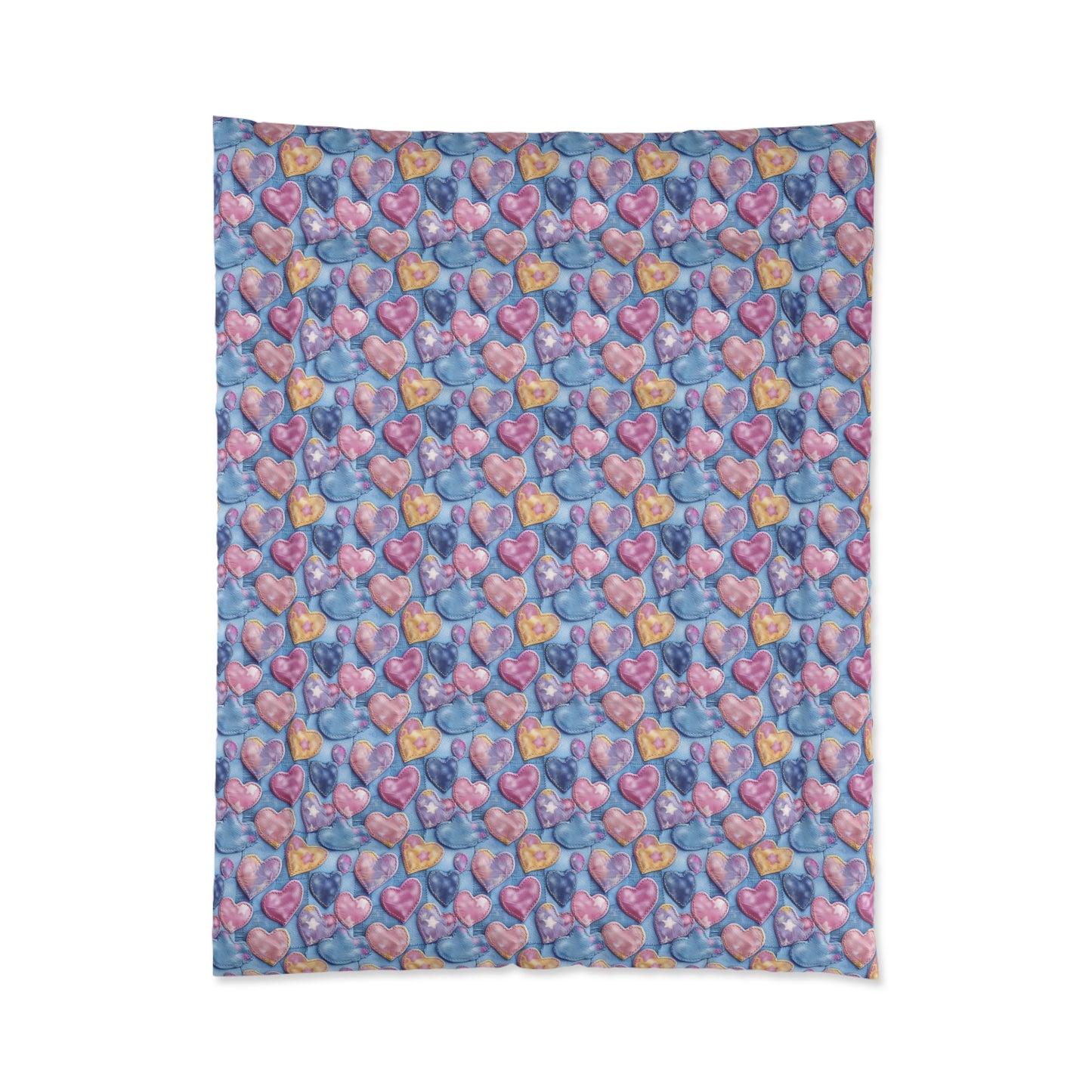 Color Pop Stitched Hearts Basic Bedding Set