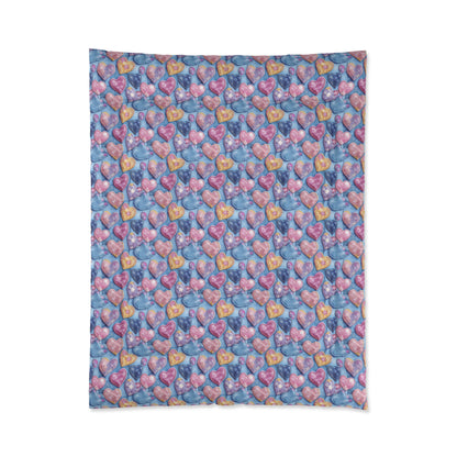 Color Pop Stitched Hearts Basic Bedding Set