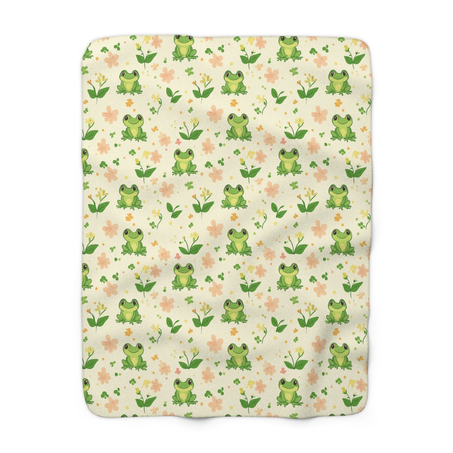 Froggy Meadow Sherpa Fleece Blanket